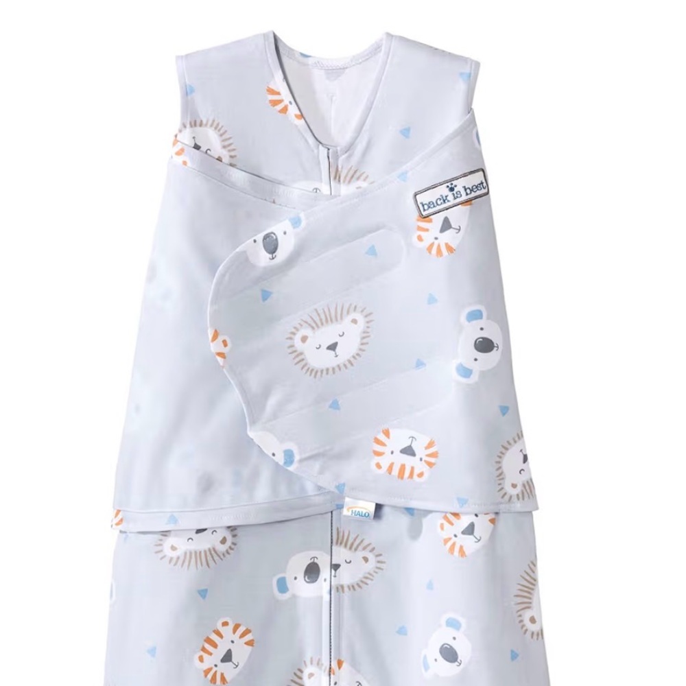 Set of 2- Halo Sleep Sacks - White with Orange and Blue Animal Print
